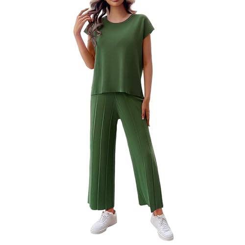 Briskorry Jumpsuit Damen Große Größen Autumn Kurzarm Tank Top und Hose Baggy Atmungsaktives Jogginganzug Set Longblazer Hosen Tracksuit Outdoor Sport Anzug von Briskorry