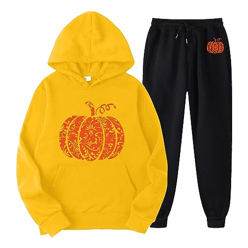 Briskorry Laufanzug Damen, Hooded und Lange Hosen, Hoodie Set Druck Halloween Trainingsanzug 2 Stück Kapuze Tracksuit Set Lose Lässige Hausanzug 2024 Modische Streetwear Jogger von Briskorry