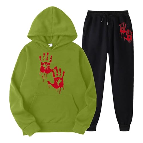 Briskorry Laufanzug Damen Set, Hoody und Jogginghose, Kapuzenpullover Set Blut Verletzung Horror Jogginganzug 2-Teilige Kapuzen Tracksuit Set Lässiges Lockere Loungewear Mode Winter Streetwear Jogger von Briskorry