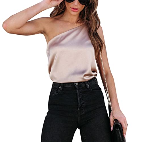 Briskorry One Shoulder Oberteil Damen Satin Tank Top Strap Elegante Cami Sommer Weste Shirt Lässiges Cami Ärmellose Blusen Briskorry One Shoulder Oberteil Damen Satin Tank Top Strap Elegante Cami Sommer Weste Shirt Lässiges Cami Ärmellose Blusen von Briskorry