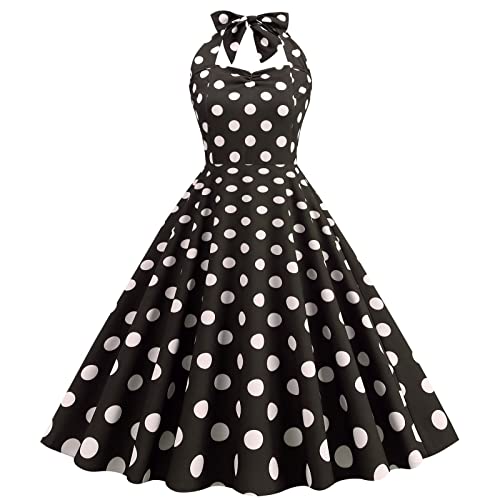Briskorry Rockabilly Kleider für Damen 50s Vintage Neckholder Polka Dot Sommer Swing Festlich Partykleid Coctailkleid Kurz Abendkleid Briskorry Rockabilly Kleider für Damen 50s Vintage Neckholder Polka Dot Sommer Swing Festlich Partykleid Coctailkleid Kurz Abendkleid von Briskorry