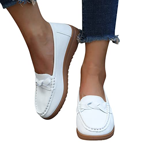 Briskorry Schlupfschuhe Damen Mokassins Schuhe Bootsschuhe Vintage Weiches Leder Halbschuhe Sommer rutschfest Loafers Flache Wanderschuhe Freizeit Schuhe Leichtgewicht Loafers von Briskorry