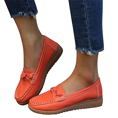 Briskorry Schlupfschuhe Damen Mokassins Schuhe Bootsschuhe Vintage Weiches Leder Halbschuhe Sommer rutschfest Loafers Flache Wanderschuhe Freizeit Schuhe Leichtgewicht Loafers von Briskorry