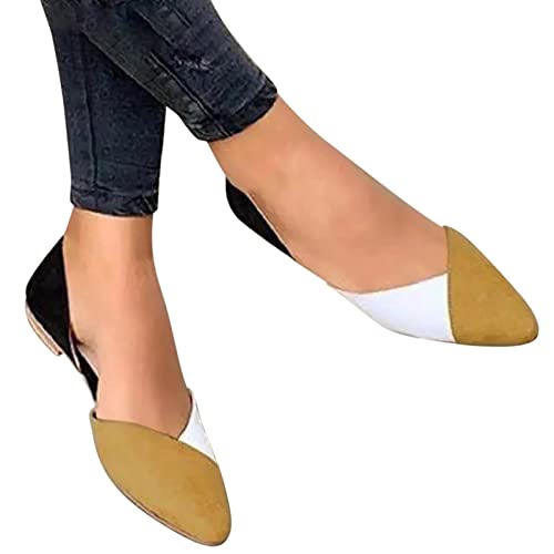 Briskorry Schuhe Bequem Damen Elegant Frauen Schwarz Pumps Ballerina Damen Schuhe Sommer Flach Damenschuhe Mit Absatz Zu Kleid Halbschuhe Business Spitzenschuhe Geschlossene Ballerinas Loafers von Briskorry