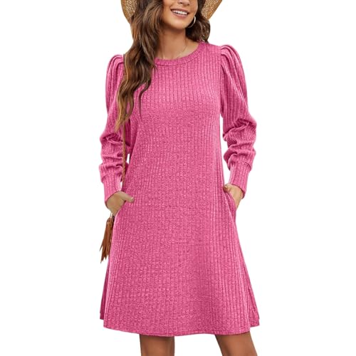 Briskorry Schwarzes Kleid Damen Rundhals Strickkleider Langarm Pullover Kleid Autumn Winter Ausgehen Streetwear Minikleid Für Hochzeit, Abend, Party von Briskorry