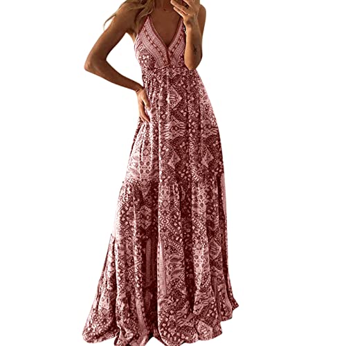 Briskorry Sommerkleid Damen Lang Spaghetti-Träger Strandkleid Ärmelloses Maxikleid Blumenmuster Hohe Taille Sexy Tiefes V-Ausschnitt Langes Kleid Chiffon Spitzenkleid mit Punktdruck Boho Strandkleider Briskorry Sommerkleid Damen Lang Spaghetti-Träger Strandkleid Ärmelloses Maxikleid Blumenmuster Hohe Taille Sexy Tiefes V-Ausschnitt Langes Kleid Chiffon Spitzenkleid mit Punktdruck Boho Strandkleider von Briskorry