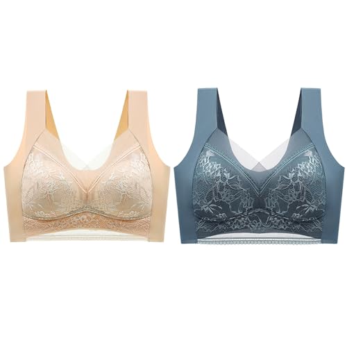 Briskorry Spitzen BH Schwarz, Sport Bustier Damen, BHS Stretch Nahtlos Push Up BH Ohne Bügel Raffung Sport BH Dünne Luftig Tshirt BH Modisch Elegant Haltungskorrektur BH Klassische Solid von Briskorry