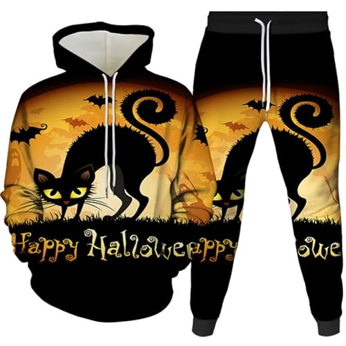 Briskorry Sport Anzug Herren Halloween Entsetzen Kürbis Kostüme Oversized Fall Winter Trainingsanzug Lustig Locker Hoodie und Casual Hose Jogginganzug Unisex Sportanzug Outfits von Briskorry