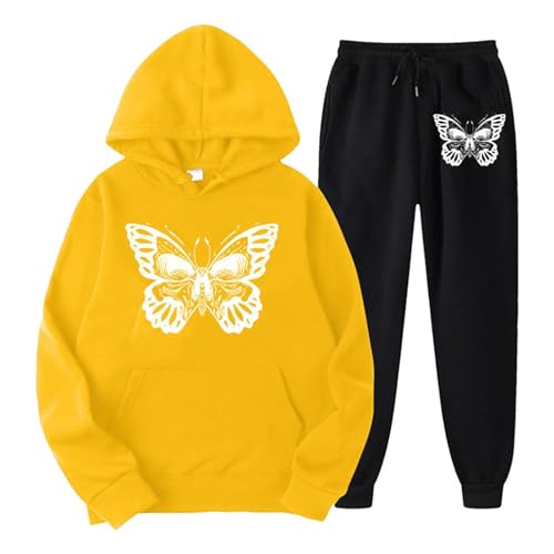 Briskorry Sportanzug Damen Lang, Hoody und Laufhose, Kapuzenpullover Set Drucken Halloween Trainingsanzug 2 Teilige Kappe Sweatsuit Lässiger Lockere Lounge Set Modische Festlich Activewear Running von Briskorry