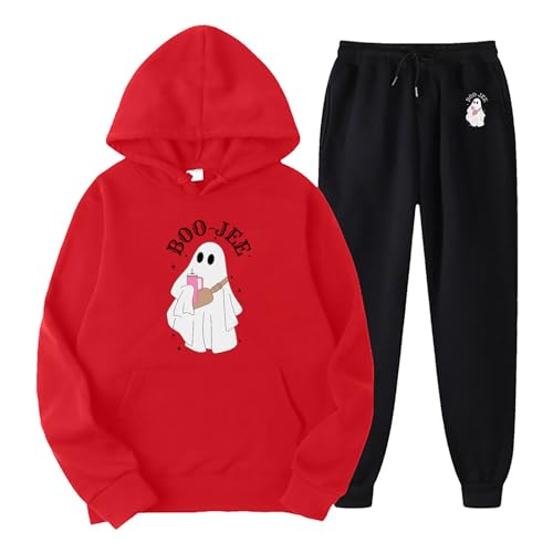 Briskorry Sportanzug Damen Set, Hoody und Jogginghosen, Hoody Set Bedruckt Halloween Jogginghose Set Kapuzen Zweiteiliger Tracksuit Lässig Locker Lounge Set Modische Festlich Sport Outfit Running von Briskorry