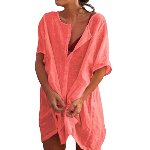 Briskorry Strandkleid Bikini Cover Up Frauen Rund Ausschnitt Longblusen Knopfleiste Kurzarm Beach Strandponcho Pareos Sommerkleid Locker Bademode Strandtunika Vertuschen Shirt für Urlaub Briskorry Strandkleid Bikini Cover Up Frauen Rund Ausschnitt Longblusen Knopfleiste Kurzarm Beach Strandponcho Pareos Sommerkleid Locker Bademode Strandtunika Vertuschen Shirt für Urlaub von Briskorry