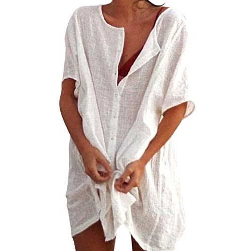Briskorry Strandkleid Bikini Cover Up Frauen Rund Ausschnitt Longblusen Knopfleiste Kurzarm Beach Strandponcho Pareos Sommerkleid Locker Bademode Strandtunika Vertuschen Shirt für Urlaub Briskorry Strandkleid Bikini Cover Up Frauen Rund Ausschnitt Longblusen Knopfleiste Kurzarm Beach Strandponcho Pareos Sommerkleid Locker Bademode Strandtunika Vertuschen Shirt für Urlaub von Briskorry
