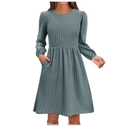 Briskorry Strickkleid Damen Casual Hohe Elastizität Strick Kleider Herbst Winter Langarm Elegant Pulloverkleid Elegant Knielang Kleid Freizeitkleid für Straßenfotografie, Strand, Party von Briskorry