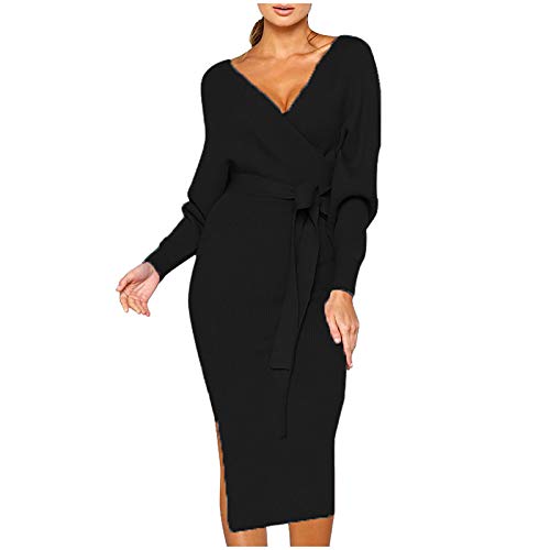 Briskorry Strickklied Damen Lang Maxikleid Herbst Winter Langarm Pulloverkleid Eng Strick Bodycon Kleider Warm Winterkleid Festlich Elastische Casual Elegant V-Ausschnitt Etuikleid Freizeitkleider Briskorry Strickklied Damen Lang Maxikleid Herbst Winter Langarm Pulloverkleid Eng Strick Bodycon Kleider Warm Winterkleid Festlich Elastische Casual Elegant V-Ausschnitt Etuikleid Freizeitkleider von Briskorry