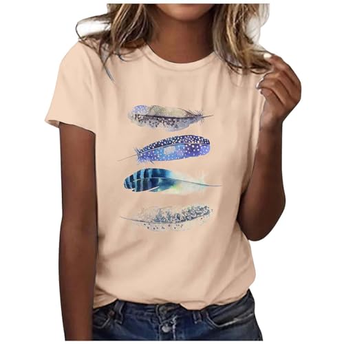 Briskorry Tshirt Damen Schwarz, Sommer Oberteile Damen, Tee Shirts Rundhal Kurzärmeliges Shirts Bedruckte Klassischer Tee Tops Locker Lässig Bluse Leicht Atmungsaktiv Sporttops Versatile Beach von Briskorry