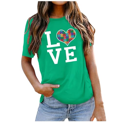 Briskorry Tshirt Weiß Damen, Elegante Oberteile Damen, T Shirts Rundhals Kurzarm Shirts Druck Klassischer Tee Top Lose Casual Blusen Luftige Leichte Sporttop Vielseitig Beach von Briskorry