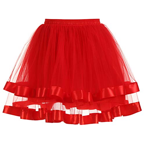 Briskorry Tütü Damen Petticoat Klassisch 3 Lagig Tanzkleidung Party Regenbogen Reifrock Hohe Taille Tüllrock Tüll 4 Schichten Rock Tanzrock Teen Dance Dress Up von Briskorry