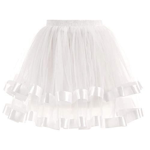 Briskorry Tütü Damen Petticoats Elegant Minirock Dirndl Klassisch 3 Lagig Ballet Paillette Tutu Tanzkleid 4 Schichten Tüllrock Tanzrock Karneval von Briskorry