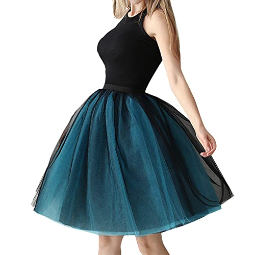 Briskorry Tütü Tüllrock Damen Tanzrock Elastische Reifrock Dirndl 4 Schichten Kostüm Flauschige Minirock Rock Paillette Ballet Tutu Karneval von Briskorry