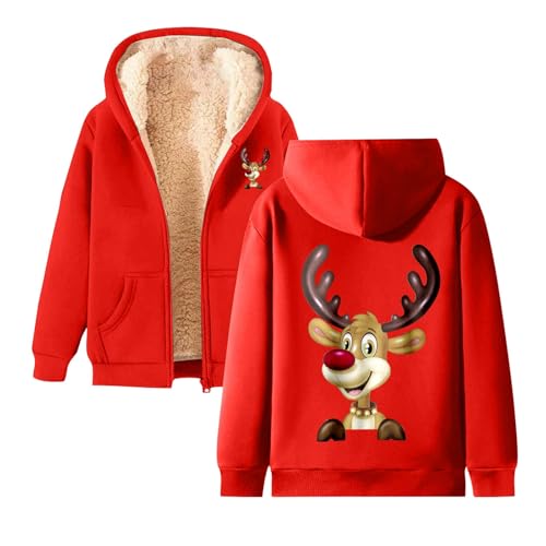 Briskorry Unisex Winterjacke Warm, Xmas Damen Warme Gefütterte Jacke Fleecejacke mit Kapuze Elegant Einfarbig Übergangsjacke Wintermantel mit Taschen Reißverschluss Fleecepullover Wintermantel Hoodie von Briskorry