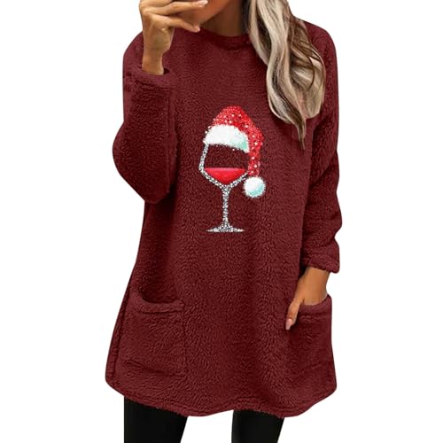 Briskorry Weihnachtspullover Damen Lustig, Sweatshirt Damen Schwarz, Weihnachtspullis Lustige Hässliche Christmas Pullover Long Sleeve Rundhals Xmas Sweater Winter Warme Oberteil Tops Weihnachtsmotiv von Briskorry