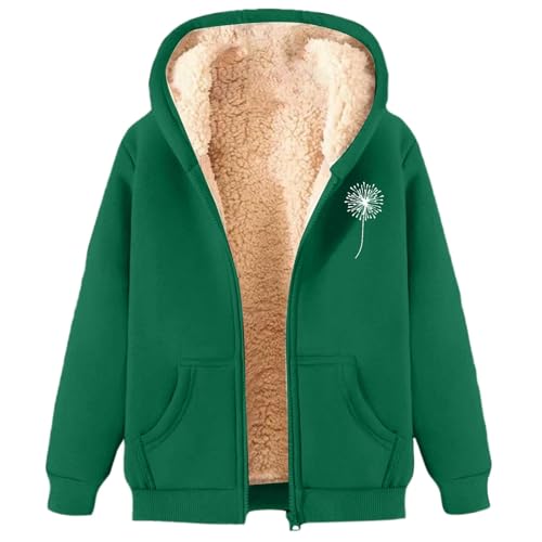 Briskorry Winterjacke Damen, Winterjacke Warm Teddyfleece mit Kapuze Übergangsjacke mit Kapuze Sweatjacke Kapuzenpullover Plüschjacke mit Reißverschluss Mantel von Briskorry