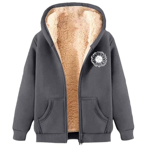 Briskorry Winterjacke Damen Warm, Fleecejacke Winter Unisex Plüschjacke Elegant Sweatjacke Große Größen Kapuzenpullover Lässige Wintermantel mit Reißverschluss Casual Sport Fleecepullover von Briskorry