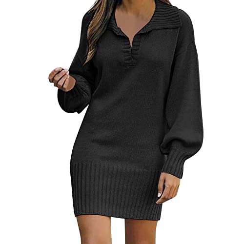 Briskorry Winterkleid Damen V-Ausschnitt Langarm Strickkleid Festlich Kleid Winter Warm Strick Pulloverkleid Kurz Minikleid Wickelkleid Strickkleider Geripptes Kleid Briskorry Winterkleid Damen V-Ausschnitt Langarm Strickkleid Festlich Kleid Winter Warm Strick Pulloverkleid Kurz Minikleid Wickelkleid Strickkleider Geripptes Kleid von Briskorry