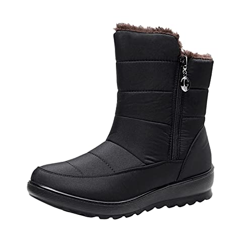 Briskorry Winterstiefel Damen Wasserdicht Winterschuhe Warm Stiefeletten Winter Schneestiefe Gefüttert Kurzschaft Stiefel rutschfeste Schlupfstiefel Boots Flach Schneeboots von Briskorry