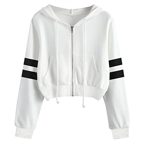 Briskorry Y2K Hoodie Grau, Kapuzenpullover Damen mit Reißverschluss, Hoody Lange Ärmel Kapuze Kapuzen-Sweatshirt Locker Lässiges Pullover Farbblock Stilvolle Jacke Kuschelig College Mantel Halloween von Briskorry