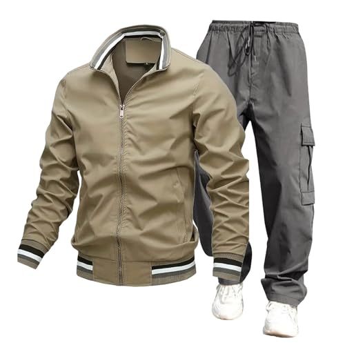 Briskorry Zweiteiler Herren Sommer Langzarm Top und Hosen Baggy Atmungsaktives Sportanzug Harajuku Streetwear Frühjahr Sommer Lockeres Hosenanzüge von Briskorry