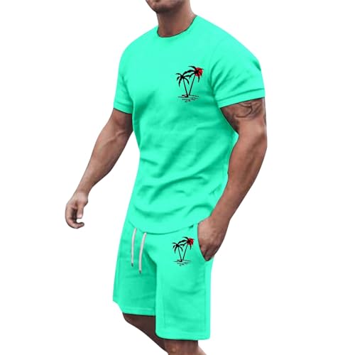 Briskorry Zweiteilig Herren Kurzarm Top Und Shorts Zweiteiliger Freizeitanzug Casual Schlanke Jogginganzug Leicht Loungewear Für Straßenfotografie, Strand, Party von Briskorry