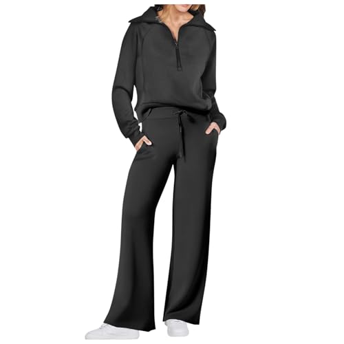 Briskorry Zweiteilige Outfit Damen Fall Winter Top Oberteil + Hose Outdoor Tracksuit Outfit Boyfriend Anzug Street-Style Freizeitanzug Outfit Set Für Fahrrad Radfahren Wandern Vintage Trainingsanzüge von Briskorry