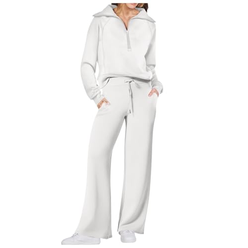 Briskorry Zweiteilige Outfit Damen Fall Winter Top Oberteil + Hose Outdoor Tracksuit Outfit Boyfriend Anzug Street-Style Freizeitanzug Outfit Set Für Fahrrad Radfahren Wandern Vintage Trainingsanzüge von Briskorry