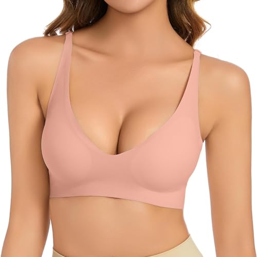 Bügelloser BH, Damen Bustier Weiß, BHS Nahtlose Stretch Push-Up BH Mittel Halt Sport BH Leichte Atmungsaktiver Tshirt BH Modisch Elegant Still BH Einfarbig Klassischer von Briskorry