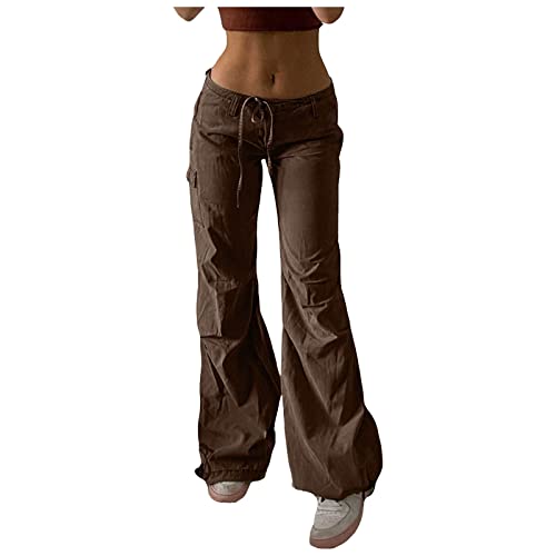 Cargohose Damen Baggy y2k Hose Low Waist Damenhose Track Pants Teenager Mädchen Elastische Jogginghose Lose 90er E-Girl Streetwear Parachute Pants Outdoorhose Lang Trousers Sweathose Sporthose von Briskorry