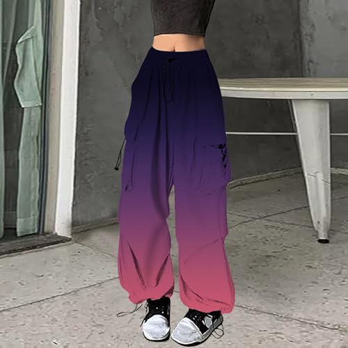 Cargohose Damen Große Größen, Track Pants Baggy, Sporthosen Multi Taschen Elastische Arbeitshose Boyfriend mit Gummizug Fallschirmhose Casual Lose Sommerhosen Kuschelig Luftige Streethose Jogger von Briskorry