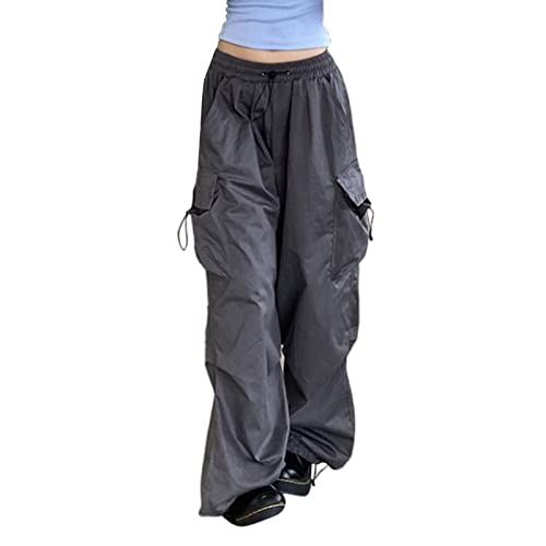 Cargohose Damen Große Größen, Track Pants Y2K, Laufhosen Elastische Multi Taschen Arbeitshose Y2K mit Gummizug Fallschirmhose Baggy Freizeit Freizeithose Atmungsaktive Kuschelig Streethose Jogger von Briskorry