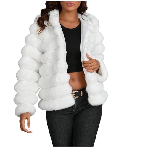 Damen Fleecejacke, Schwarze Winterjacke Damen, Plüschmantel Warmer Kappe Übergangsjacken Teddyfleece Reißverschluss Wollmantel Bequeme Flauschig Kapuzenjacke Baggy Frau Mantel Klassischer Einfarbige von Briskorry