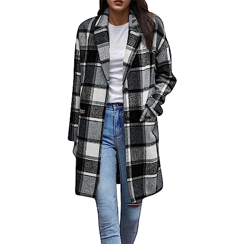 Damen Karierter Mantel Lange Hemdjacke Karierte Hemd Blusen Jacke Karo Flanell Jacke Langarm Blusenshirt Freizeitjacke ANG Knöpfen Holzfällerhemd Karierte Jacke Wollmischung Mantel mit Taschen Damen Karierter Mantel Lange Hemdjacke Karierte Hemd Blusen Jacke Karo Flanell Jacke Langarm Blusenshirt Freizeitjacke ANG Knöpfen Holzfällerhemd Karierte Jacke Wollmischung Mantel mit Taschen von Briskorry