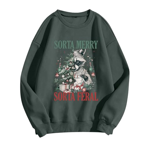 Damen Weihnachtspullover, Sweatshirt Damen Ohne Kapuze Warm, Weihnachts Pullover Lustig Ugly Christmas Jumper Rund Ausschnitt Langärmelig Xmas Sweater Winter Warme Oberteil Top Weihnachtsoutfit von Briskorry