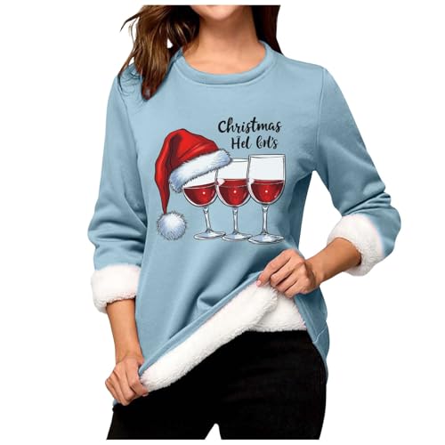 Damen Winter Pullover, Sweatshirt Damen, Weihnachtspullover Ugly Lustige Fleecepullover Warme Gepolstert Winterpullover Teddyfell Klobig Langarmshirts Weich Entspannt Pullis Weihnachtsmotive von Briskorry