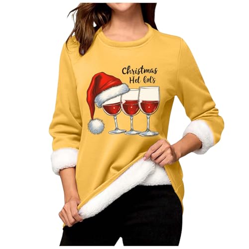 Damen Winter Pullover, Sweatshirt Damen, Weihnachtspullover Ugly Lustige Fleecepullover Warme Gepolstert Winterpullover Teddyfell Klobig Langarmshirts Weich Entspannt Pullis Weihnachtsmotive von Briskorry