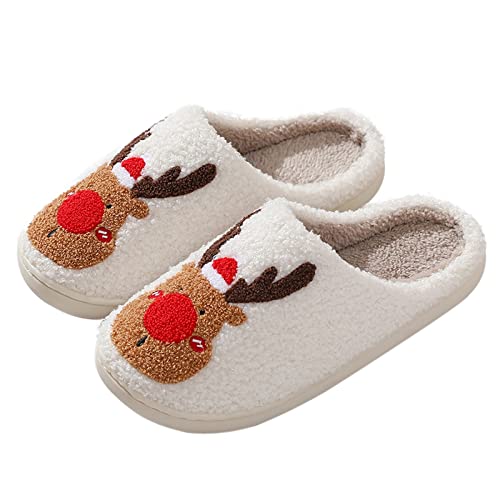 Hausschuhe Damen Winter, Hauspantoffeln Warm Weiche Puschen Kuschelig Leichte Slipper Memory-Schaum Pantoletten Flauschiges Baumwolleschuhe Teenager Mädchen Antirutsch Schuhe Indoor Weihnachten von Briskorry