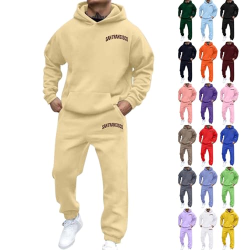 Herren-Trainingsanzug-Set, sportlich lässig Kapuzen-Sweatshirt und Jogginghose, Men's Tracksuit Piece Set Long Sleeve Hoodie Sweatsuit Pullover Athletic Jogging Suits Casual Outfit with Pockets von Briskorry