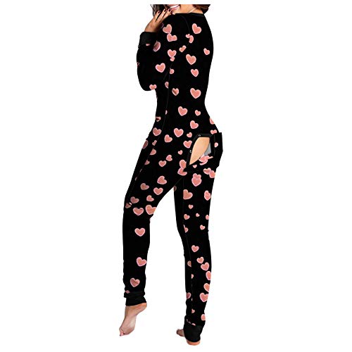 Jumpsuit Schlafanzug Damen Sexy Butt Button Back Flap Pyjama Onesie Einteiler Homewear -Overall mit Po-Klappe Herbst Winter Hausanzug mit Langen äRmeln Und Langen Nachtwäsche mit Geknöpfter Klappe Jumpsuit Schlafanzug Damen Sexy Butt Button Back Flap Pyjama Onesie Einteiler Homewear -Overall mit Po-Klappe Herbst Winter Hausanzug mit Langen äRmeln Und Langen Nachtwäsche mit Geknöpfter Klappe von Briskorry