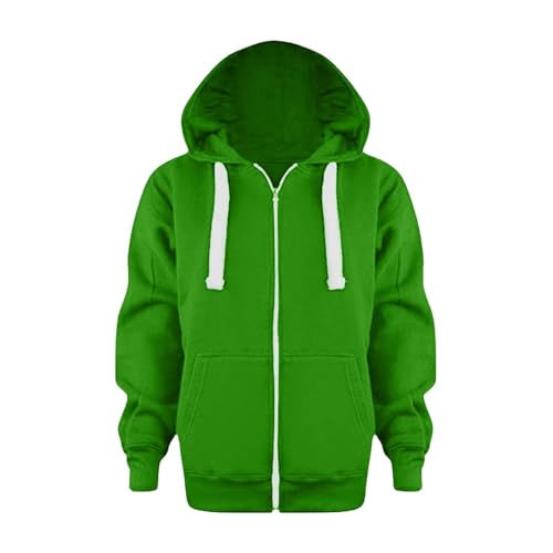 Kinder Jungen Hoodie, Jacke mit Reißverschluss Einfarbig Sportlich Kapuzenpullover Langarm Locker Sweatjacke mit Kordelzug&Taschen Mädchen Rippensaum Kapuzenjacke Sweatshirt Autumn Winter 2024 von Briskorry