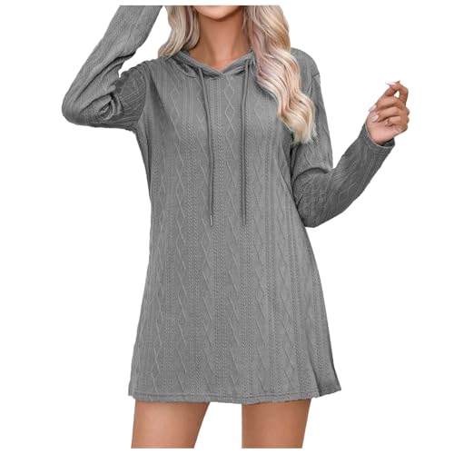 Kleid Fall Damen Sexy Einfarbig V-Ausschnitt Warm Slim Fit Hoodiekleider Elegant Warmes Lässiges Langarm Kleid Knielang Sport Kleid Strick Sweater für Tanz Club Bar Party von Briskorry