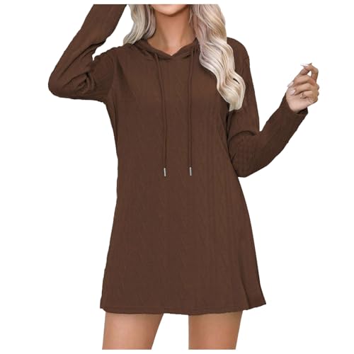 Kleid Fall Damen Sexy Einfarbig V-Ausschnitt Warm Slim Fit Hoodiekleider Elegant Warmes Lässiges Langarm Kleid Knielang Sport Kleid Strick Sweater für Tanz Club Bar Party von Briskorry