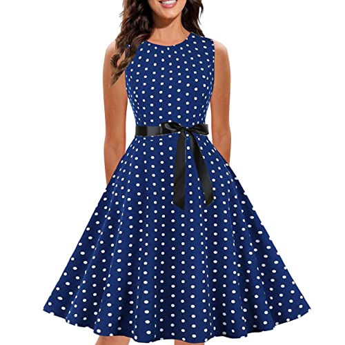 Kleider Damen Vintage Abendkleid Elegant A Line Rockabilly Kleider Kurz Freizeitkleid 50er 60er Jahre Mode Cocktailkleid Sommer Swing Petticoat Kleid Festlich Ballkleid von Briskorry